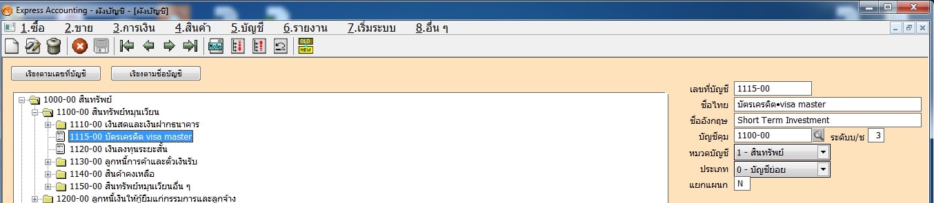 โปรแกรม Express ผังบัญชี